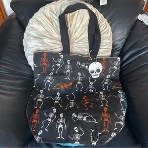 Halloween Skeleton Large Canvas Tote Bag: NWT